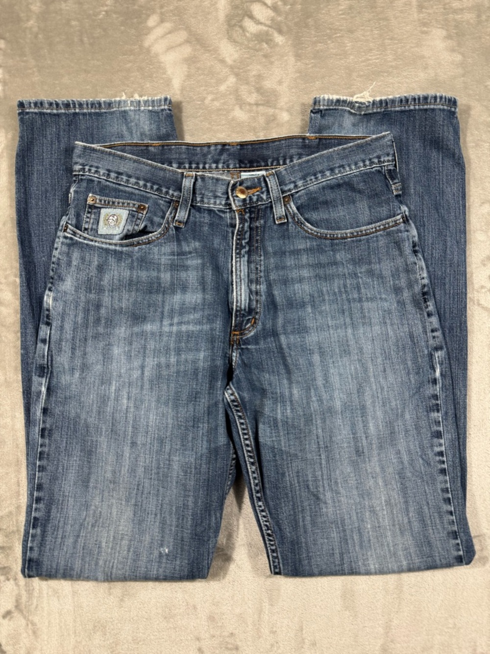 Cinch Up Jeans Mens 32x36 Medium Wash Blue Regular Straight Distressed Denim